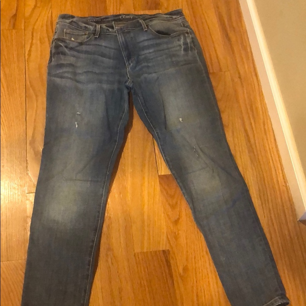 Loft slightly distressed relaxed skinny jeans